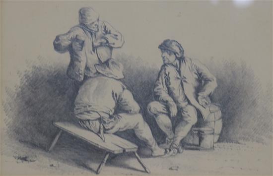 After Teniers Figures in conversation 4 x 5.5in.